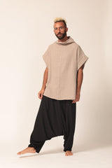 Men's Oversized Beige Cotton Summer Top