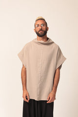 Men's Oversized Beige Cotton Summer Top