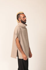 Men's Oversized Beige Cotton Summer Top