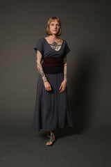 Burgundy and Grey Obi Belt, Japanese Style Belt, Elegant Belt, High Waist Belt, Waist Tie Belt, Elegant Sash, Unique Belts, Obi Wrap Belt