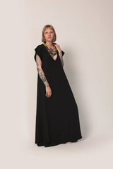 Black Maxi Dress, Summer Maxi Dress, Loose Fit Dress, Modern Everyday Dress, V Neck Dress, Plus Size Dress, Steampunk Dress, Oversize Dress