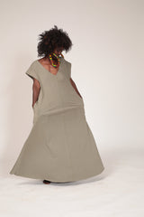 Dress with Pockets, Almond Green Maxi Dress, Oversized Dress, Comfy Everyday Dress, Summer Kaftan Dress, V Neck Dress, Loose Fit Dress
