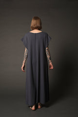 Blue Oversized Maxi Kaftan Dress with Pockets