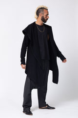 Long Black Hooded Cardigan