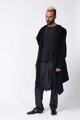 Long Black Hooded Cardigan