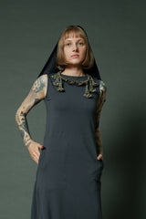 Maxi Blue Grey Dress with extra long hoodie