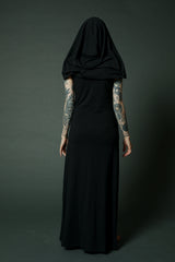 Black Maxi Dress with extra long hoodie