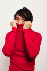 Red Unisex Turtle Neck Top
