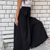 Flare Black Hakama style Pants, Skirt pants, Boho flare Pants, Wide leg pants, Women's Black Flare Trousers, Black wide leg pants