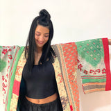 Green Haori Coat, Oversized Kimono Jacket, Blue Unisex Winter Kimono, Haori Jacket, Long Kimono, Reversible Kimono, Burning Man women