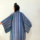 Haori Coat, Blue Haori Jacket, Oversized Kimono, Beige Unisex Winter Haori Kimono Jacket, Long Kimono, Reversible Haori Kimono, Burning Man