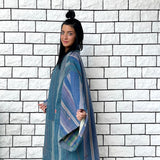 Haori Coat, Blue Haori Jacket, Oversized Kimono, Beige Unisex Winter Haori Kimono Jacket, Long Kimono, Reversible Haori Kimono, Burning Man
