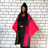 Red Haori Jacket, Green Haori Coat, Oversized Kimono, Red Unisex Winter Haori Kimono Jacket, Long Kimono, Reversible Haori, Burning Man