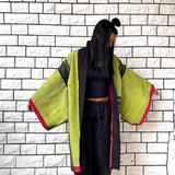 Red Haori Jacket, Green Haori Coat, Oversized Kimono, Red Unisex Winter Haori Kimono Jacket, Long Kimono, Reversible Haori, Burning Man