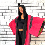 Red Haori Jacket, Green Haori Coat, Oversized Kimono, Red Unisex Winter Haori Kimono Jacket, Long Kimono, Reversible Haori, Burning Man