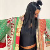 Green Haori Coat, Oversized Kimono Jacket, Blue Unisex Winter Kimono, Haori Jacket, Long Kimono, Reversible Kimono, Burning Man women