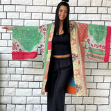 Green Haori Coat, Oversized Kimono Jacket, Blue Unisex Winter Kimono, Haori Jacket, Long Kimono, Reversible Kimono, Burning Man women