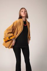 Corduroy cape coat, A-Line mustard jacket, Kimono Jacket, Flare Sleeves coat, Women's corduroy coat, Mustard Cotton cape coat, Winter Coat