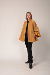 Corduroy cape coat, A-Line mustard jacket, Kimono Jacket, Flare Sleeves coat, Women's corduroy coat, Mustard Cotton cape coat, Winter Coat