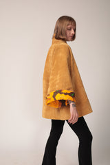 Corduroy cape coat, A-Line mustard jacket, Kimono Jacket, Flare Sleeves coat, Women's corduroy coat, Mustard Cotton cape coat, Winter Coat