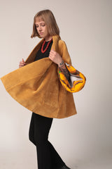 Corduroy cape coat, A-Line mustard jacket, Kimono Jacket, Flare Sleeves coat, Women's corduroy coat, Mustard Cotton cape coat, Winter Coat