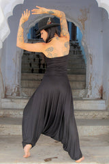 Black Harem Jumpsuit, Woman's Bohemian Strapless Jumpsuit, Women's Tribal Romper, Jumpsuits For Women, Long Strapless Woman Romper