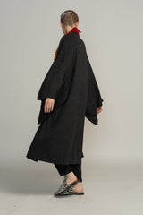 Japanese Haori Jacket, Kimono Oversize Cardigan, Grey Urban Casual to Evening Bohemian Black Cape Cover Up
