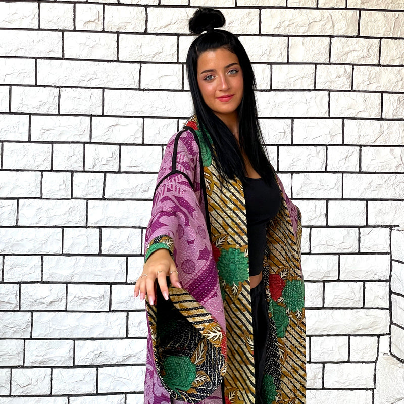 Green Kimono Haori Jacket, Oversized Kimono, Red Unisex Winter Coat, Pink Long Kimono, Reversible Kimono, Burning Man women