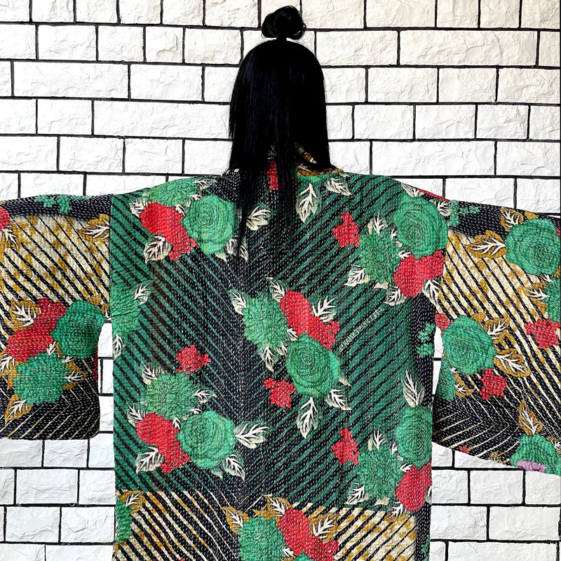 Green Kimono Haori Jacket, Oversized Kimono, Red Unisex Winter Coat, Pink Long Kimono, Reversible Kimono, Burning Man women